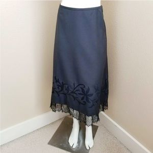 Ann Taylor Loft (size 14) Navy Blue Aline skirt with Lace